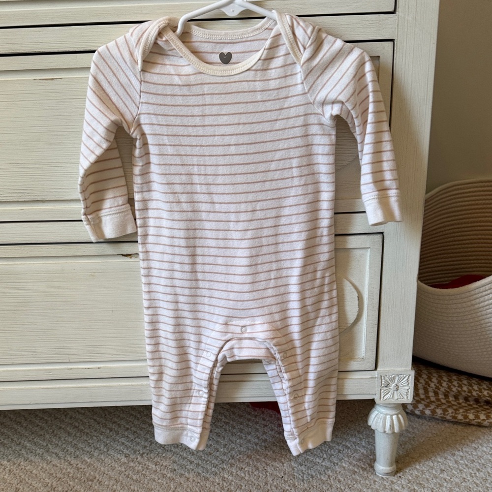 Striped Tan and White Kids One Piece